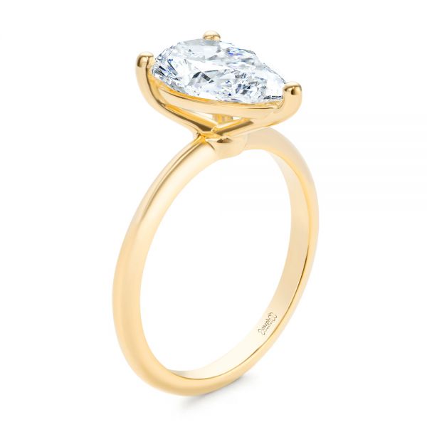 18k Yellow Gold Pear Shaped Solitaire Engagement Ring - Three-Quarter View -  107273