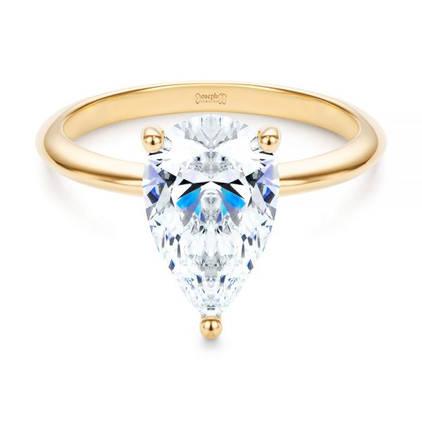 18k Yellow Gold Pear Shaped Solitaire Engagement Ring - Flat View -  107273