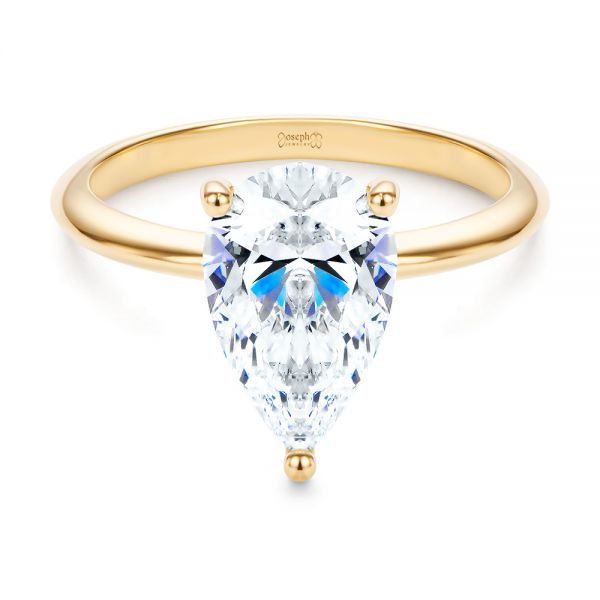 18k Yellow Gold Pear Shaped Solitaire Engagement Ring - Flat View - 107273