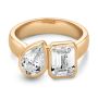 14k Rose Gold 14k Rose Gold Pear And Emerald Toi Et Moi Engagement Ring - Flat View -  108148 - Thumbnail