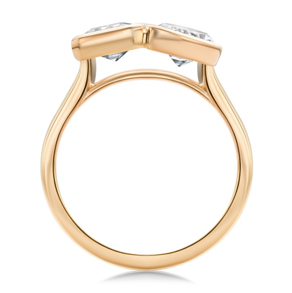 14k Rose Gold 14k Rose Gold Pear And Emerald Toi Et Moi Engagement Ring - Front View - 108148