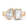 14k Rose Gold 14k Rose Gold Pear And Emerald Toi Et Moi Engagement Ring - Top View -  108148 - Thumbnail