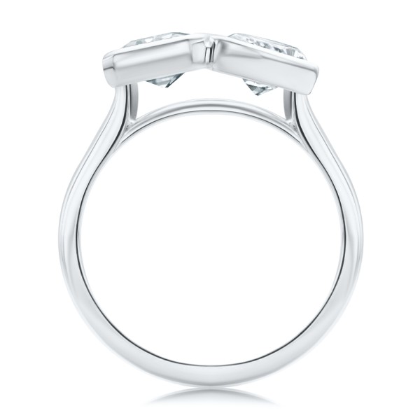 18k White Gold 18k White Gold Pear And Emerald Toi Et Moi Engagement Ring - Front View - 108148