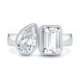 18k White Gold 18k White Gold Pear And Emerald Toi Et Moi Engagement Ring - Top View -  108148 - Thumbnail