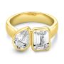 14k Yellow Gold Pear And Emerald Toi Et Moi Engagement Ring - Flat View -  108148 - Thumbnail