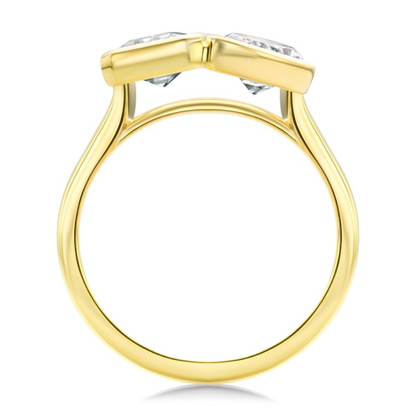 14k Yellow Gold Pear And Emerald Toi Et Moi Engagement Ring - Front View - 108148