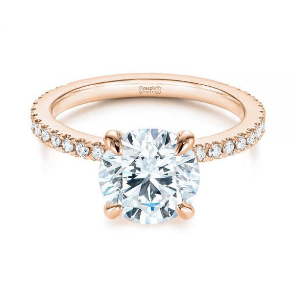 18k Rose Gold 18k Rose Gold Peekaboo Blue Sapphire And Diamond Engagement Ring - Flat View -  105719