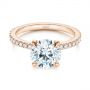 18k Rose Gold 18k Rose Gold Peekaboo Blue Sapphire And Diamond Engagement Ring - Flat View -  105719 - Thumbnail