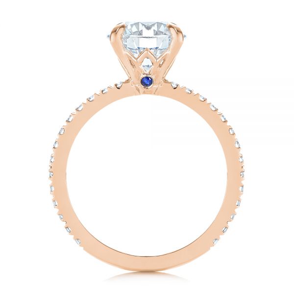 14k Rose Gold 14k Rose Gold Peekaboo Blue Sapphire And Diamond Engagement Ring - Front View -  105719