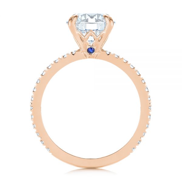 18k Rose Gold 18k Rose Gold Peekaboo Blue Sapphire And Diamond Engagement Ring - Front View -  105719