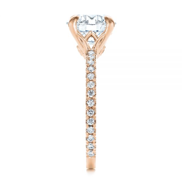 18k Rose Gold 18k Rose Gold Peekaboo Blue Sapphire And Diamond Engagement Ring - Side View -  105719