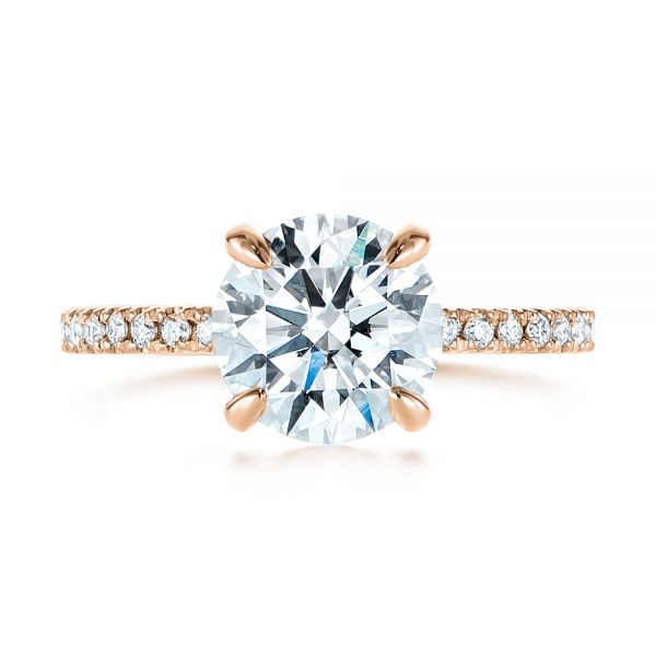 18k Rose Gold 18k Rose Gold Peekaboo Blue Sapphire And Diamond Engagement Ring - Top View -  105719