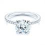 18k White Gold 18k White Gold Peekaboo Blue Sapphire And Diamond Engagement Ring - Flat View -  105719 - Thumbnail