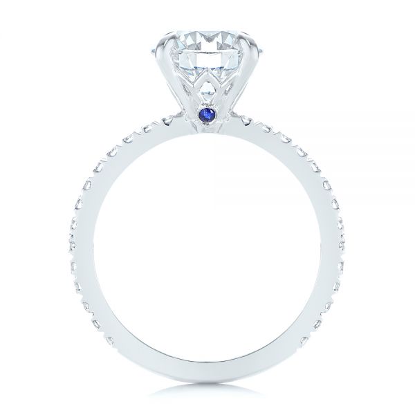 14k White Gold 14k White Gold Peekaboo Blue Sapphire And Diamond Engagement Ring - Front View -  105719