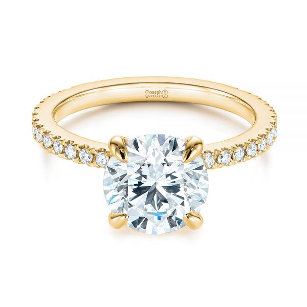 18k Yellow Gold 18k Yellow Gold Peekaboo Blue Sapphire And Diamond Engagement Ring - Flat View -  105719
