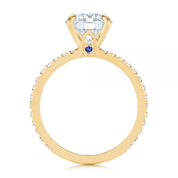 18k Yellow Gold 18k Yellow Gold Peekaboo Blue Sapphire And Diamond Engagement Ring - Front View -  105719