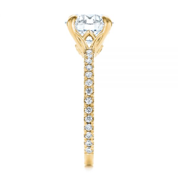 18k Yellow Gold 18k Yellow Gold Peekaboo Blue Sapphire And Diamond Engagement Ring - Side View -  105719