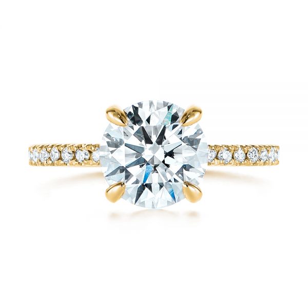 18k Yellow Gold 18k Yellow Gold Peekaboo Blue Sapphire And Diamond Engagement Ring - Top View -  105719