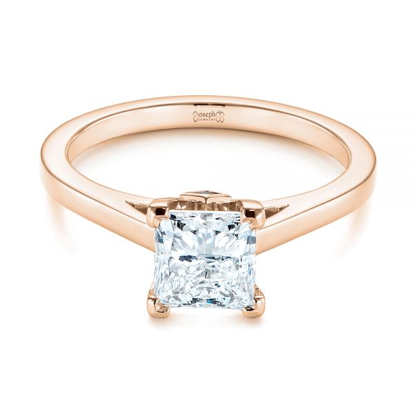 14k Rose Gold 14k Rose Gold Peekaboo Blue Sapphire And Diamond Solitaire Engagement Ring - Flat View -  105718