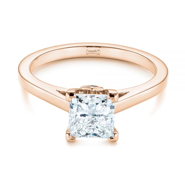 14k Rose Gold 14k Rose Gold Peekaboo Blue Sapphire And Diamond Solitaire Engagement Ring - Flat View - 105718