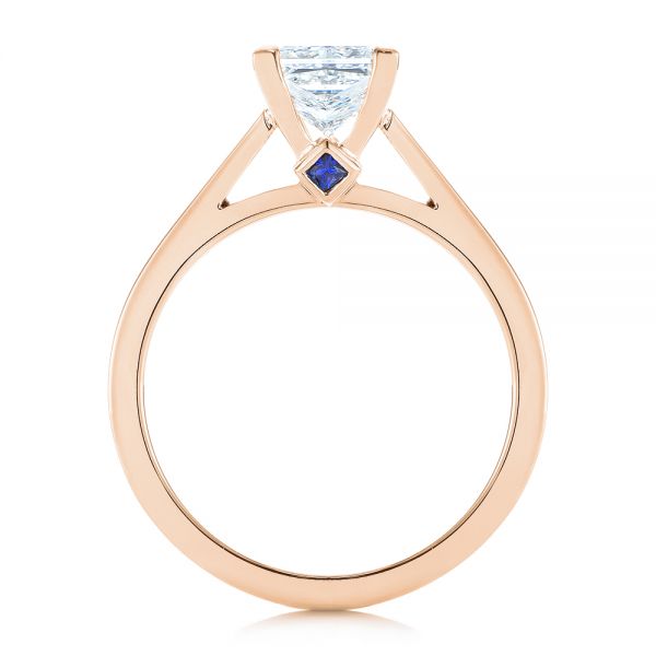 14k Rose Gold 14k Rose Gold Peekaboo Blue Sapphire And Diamond Solitaire Engagement Ring - Front View - 105718