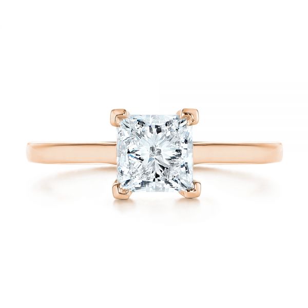 18k Rose Gold 18k Rose Gold Peekaboo Blue Sapphire And Diamond Solitaire Engagement Ring - Top View -  105718