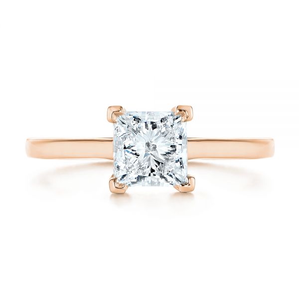 14k Rose Gold 14k Rose Gold Peekaboo Blue Sapphire And Diamond Solitaire Engagement Ring - Top View - 105718