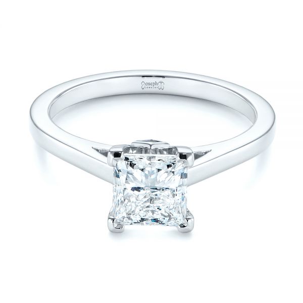  Platinum Peekaboo Blue Sapphire And Diamond Solitaire Engagement Ring - Flat View -  105718