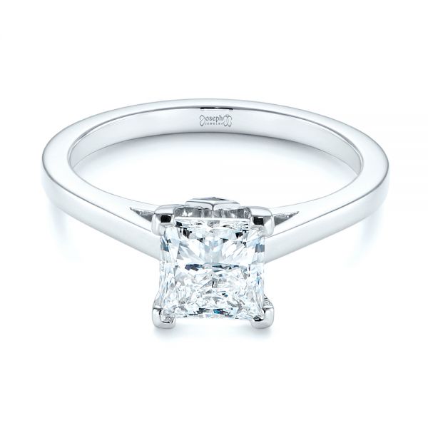 Platinum Peekaboo Blue Sapphire And Diamond Solitaire Engagement Ring - Flat View - 105718