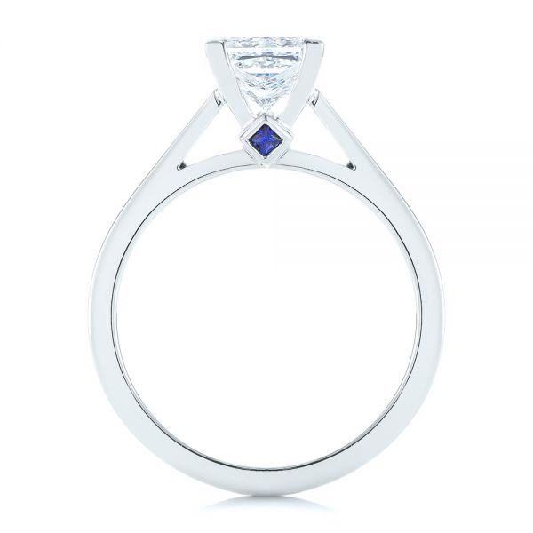  Platinum Peekaboo Blue Sapphire And Diamond Solitaire Engagement Ring - Front View -  105718