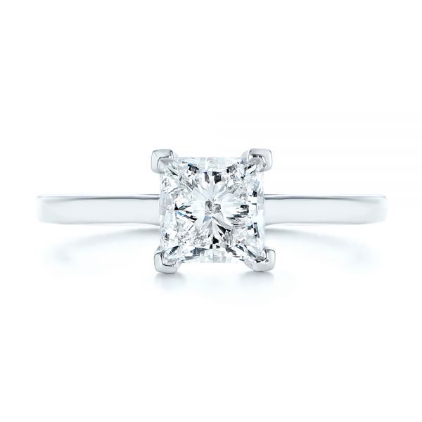 Platinum Peekaboo Blue Sapphire And Diamond Solitaire Engagement Ring - Top View - 105718