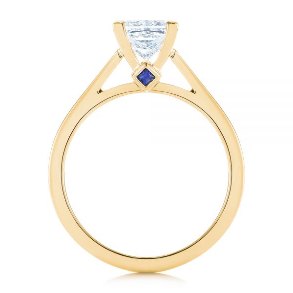 14k Yellow Gold 14k Yellow Gold Peekaboo Blue Sapphire And Diamond Solitaire Engagement Ring - Front View -  105718