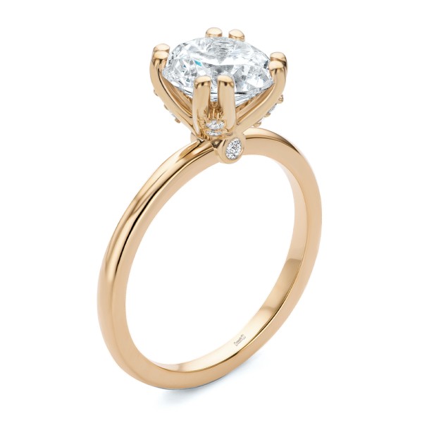 14k Rose Gold 14k Rose Gold Peekaboo Diamond Double Prongs Engagement Ring - Three-Quarter View -  108074 - Thumbnail
