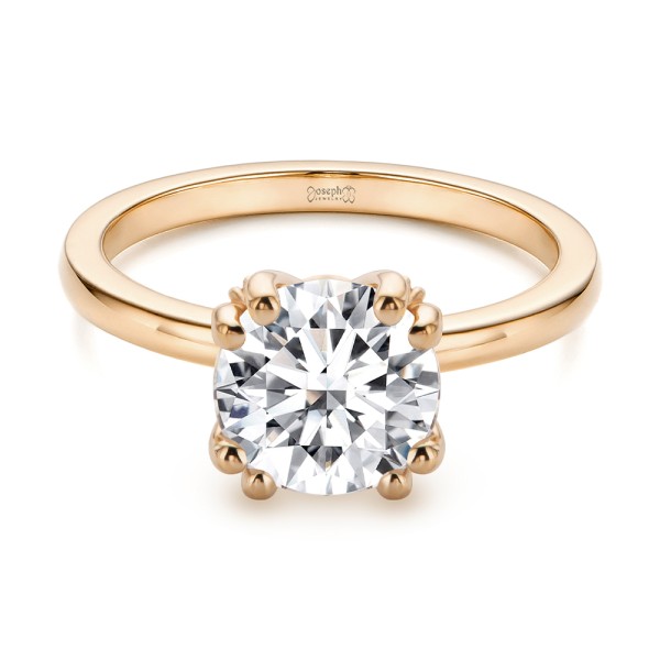14k Rose Gold 14k Rose Gold Peekaboo Diamond Double Prongs Engagement Ring - Flat View -  108074 - Thumbnail