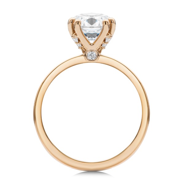 14k Rose Gold 14k Rose Gold Peekaboo Diamond Double Prongs Engagement Ring - Front View -  108074 - Thumbnail