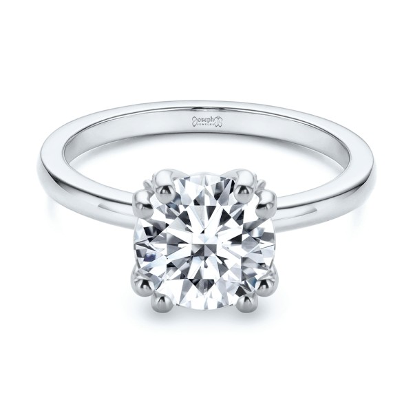 14k White Gold 14k White Gold Peekaboo Diamond Double Prongs Engagement Ring - Flat View -  108074 - Thumbnail