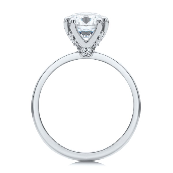 14k White Gold 14k White Gold Peekaboo Diamond Double Prongs Engagement Ring - Front View -  108074 - Thumbnail