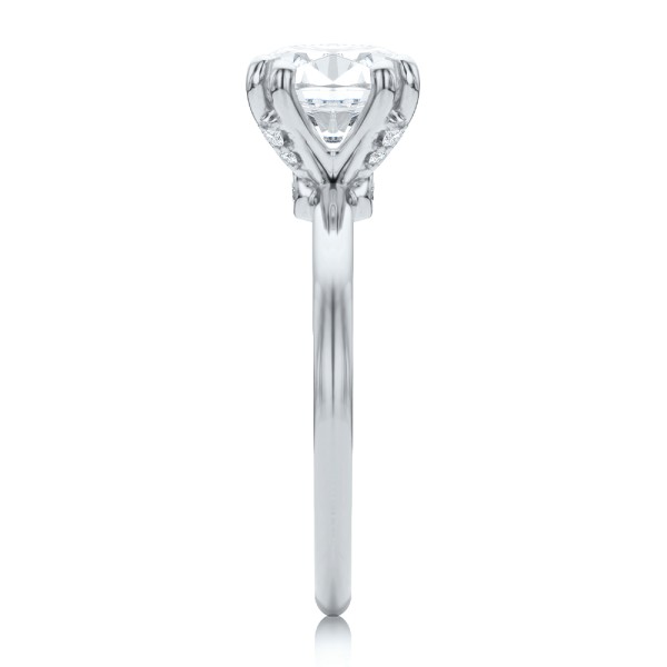 14k White Gold 14k White Gold Peekaboo Diamond Double Prongs Engagement Ring - Side View -  108074 - Thumbnail