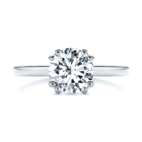 14k White Gold 14k White Gold Peekaboo Diamond Double Prongs Engagement Ring - Top View -  108074 - Thumbnail