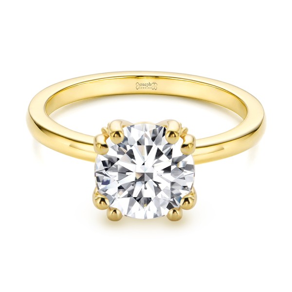 14k Yellow Gold Peekaboo Diamond Double Prongs Engagement Ring - Flat View - 108074