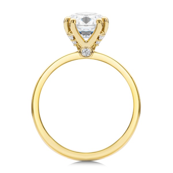 14k Yellow Gold Peekaboo Diamond Double Prongs Engagement Ring - Front View - 108074