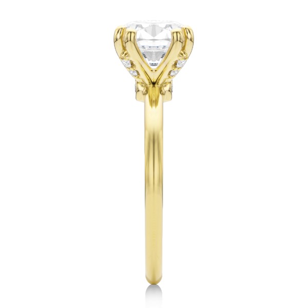 14k Yellow Gold Peekaboo Diamond Double Prongs Engagement Ring - Side View - 108074