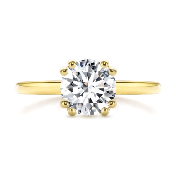 14k Yellow Gold Peekaboo Diamond Double Prongs Engagement Ring - Top View - 108074