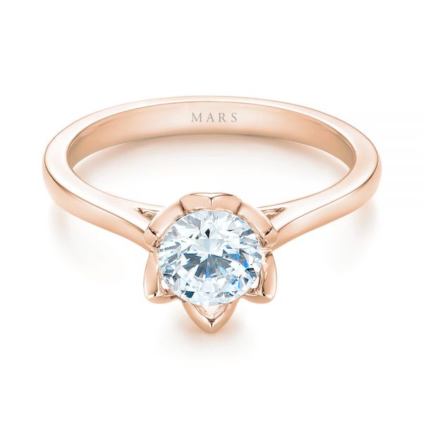 14k Rose Gold 14k Rose Gold Peekaboo Diamond Solitaire Engagement Ring - Flat View -  103684