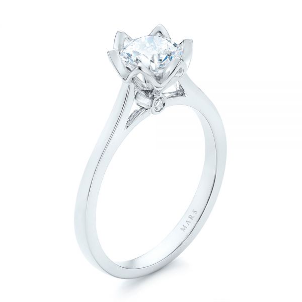 14k White Gold 14k White Gold Peekaboo Diamond Solitaire Engagement Ring - Three-Quarter View -  103684