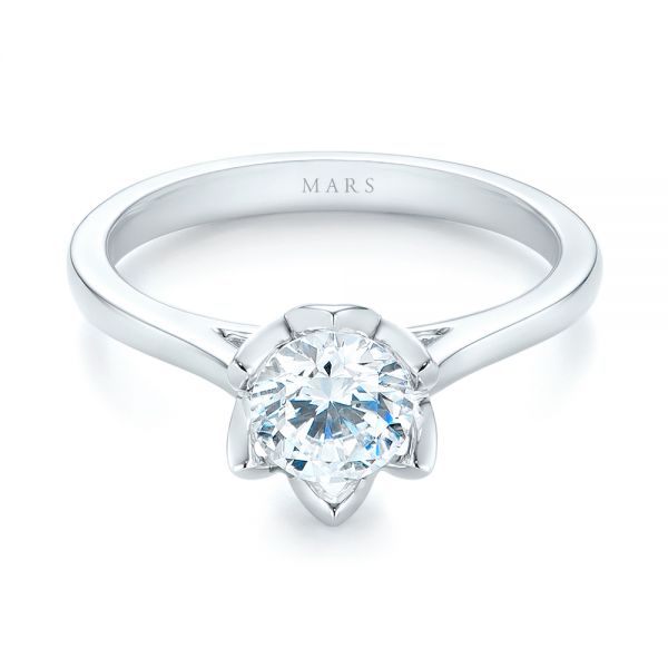 18k White Gold Peekaboo Diamond Solitaire Engagement Ring - Flat View -  103684