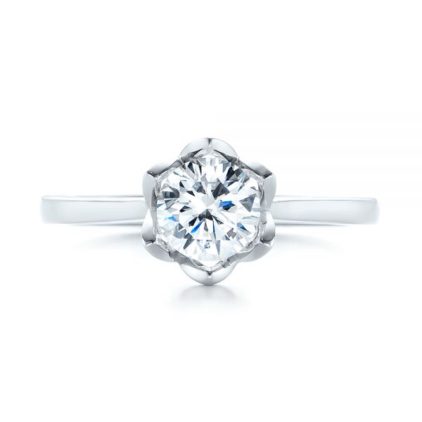 14k White Gold 14k White Gold Peekaboo Diamond Solitaire Engagement Ring - Top View -  103684