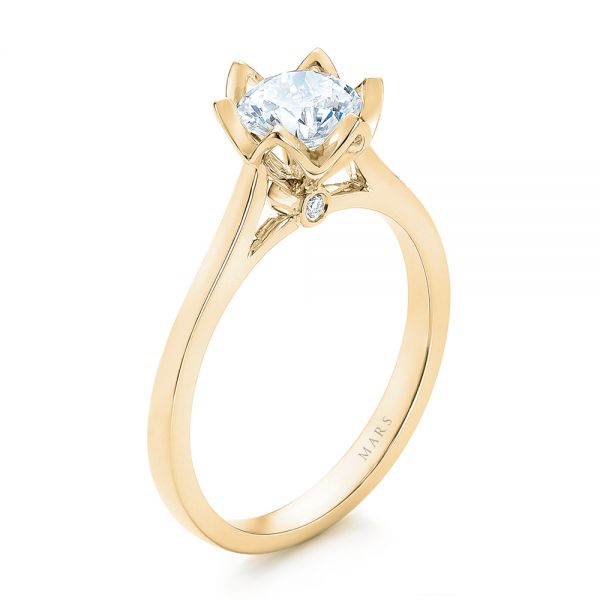 18k Yellow Gold 18k Yellow Gold Peekaboo Diamond Solitaire Engagement Ring - Three-Quarter View -  103684