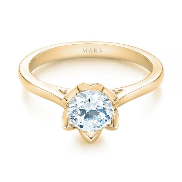 14k Yellow Gold 14k Yellow Gold Peekaboo Diamond Solitaire Engagement Ring - Flat View -  103684