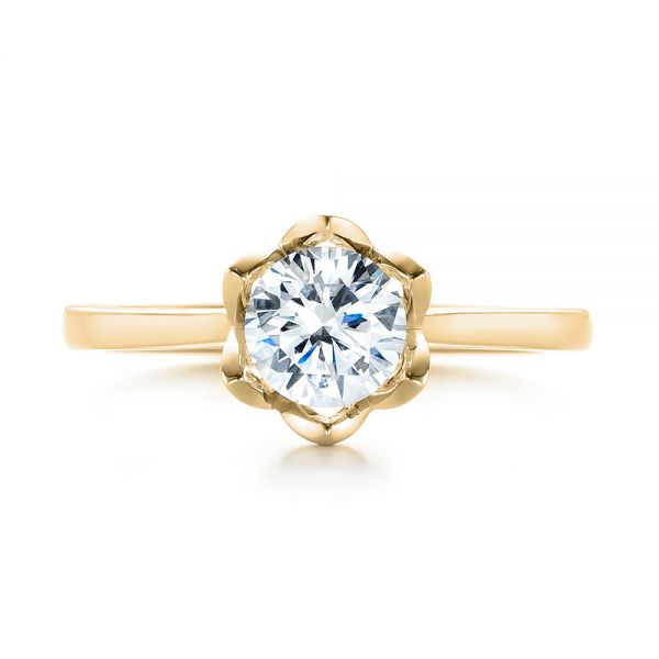 18k Yellow Gold 18k Yellow Gold Peekaboo Diamond Solitaire Engagement Ring - Top View -  103684